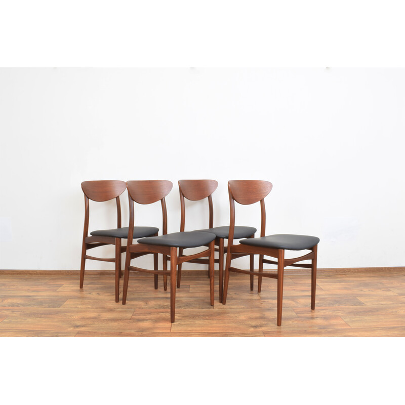 Set of 4 mid-century teak dining chairs, Denmark 1960s