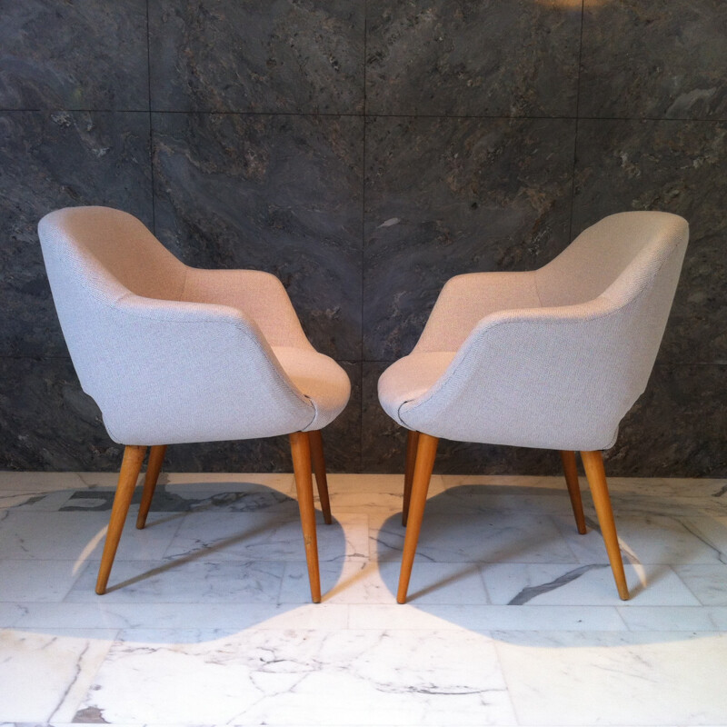 Pair of Sovietic beige armchairs - 1960s 