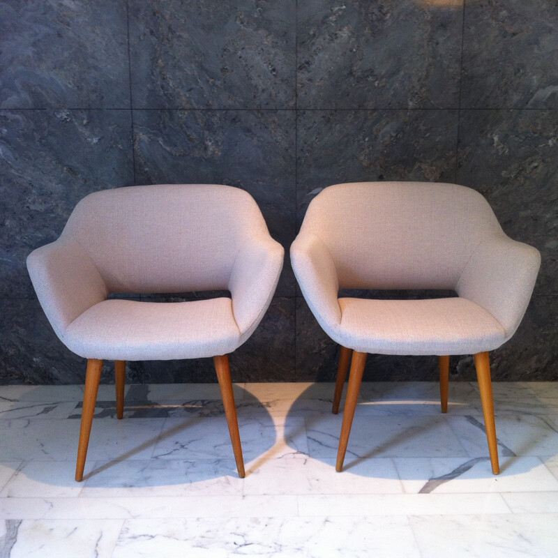 Pair of Sovietic beige armchairs - 1960s 