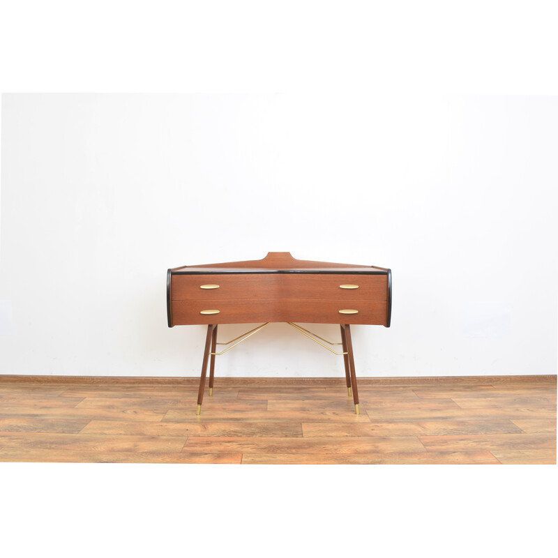 Vintage teak and brass chest of drawers, Norway 1960s