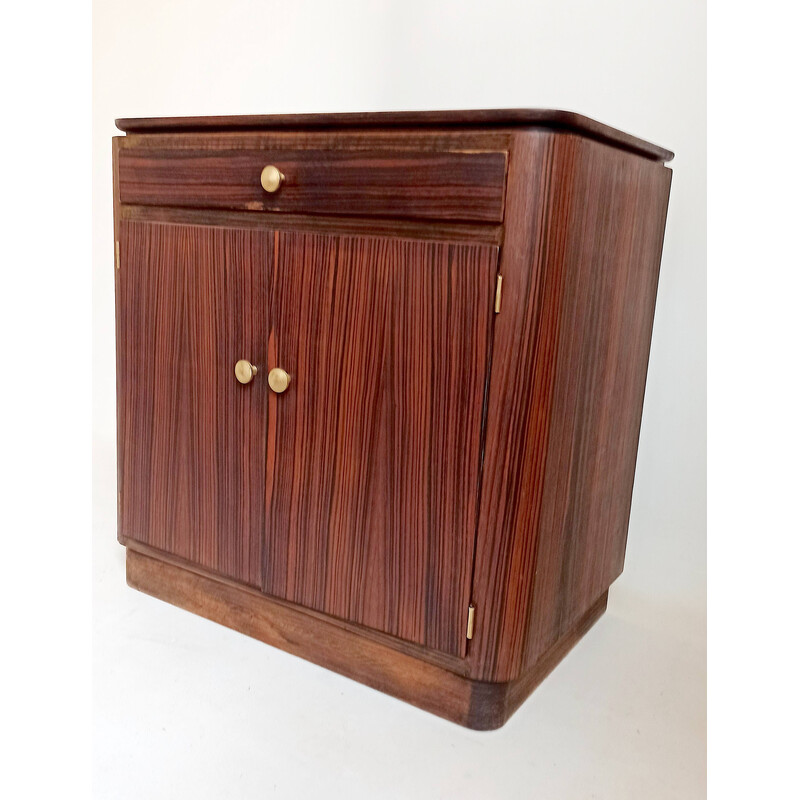 Armário de armazenamento de madeira Vintage Art Deco Macassar