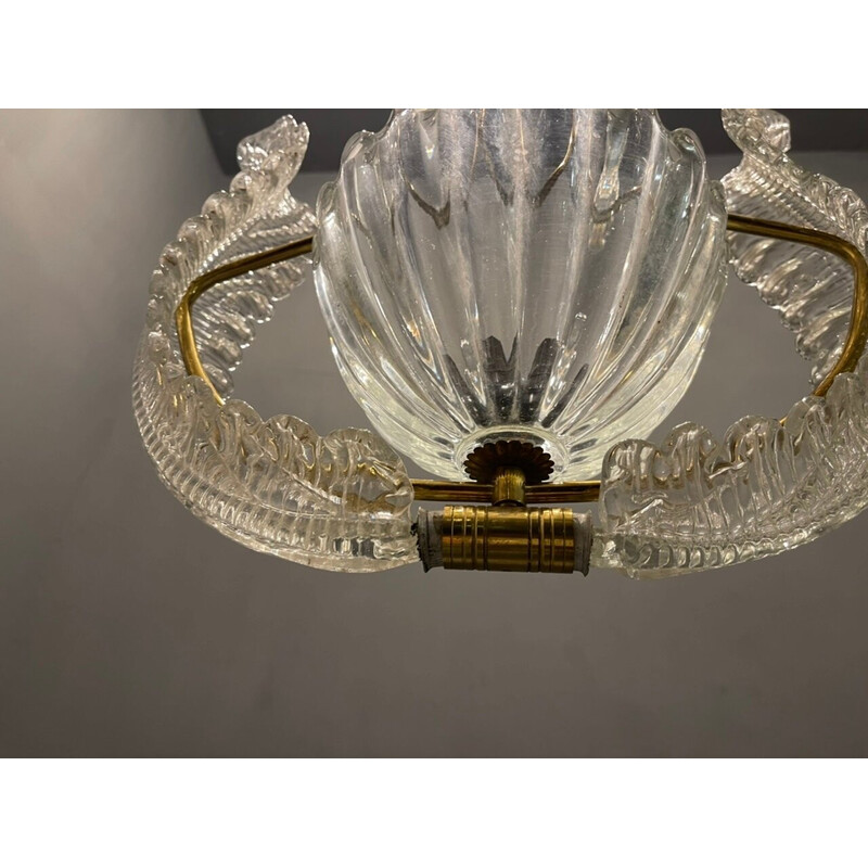 Lampada a sospensione in vetro di Murano vintage di Ercole Barovier, anni '40