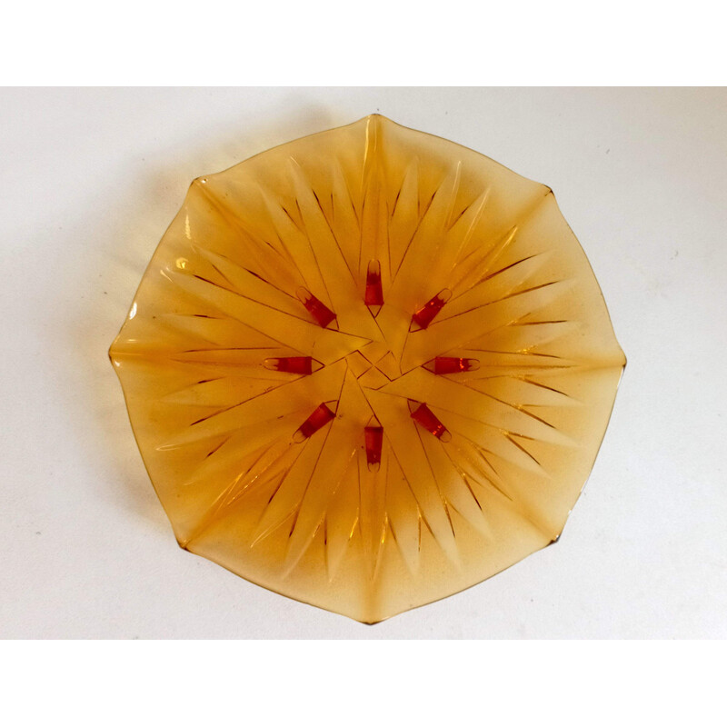 Coupe à fruits vintage Art déco en verre ambré