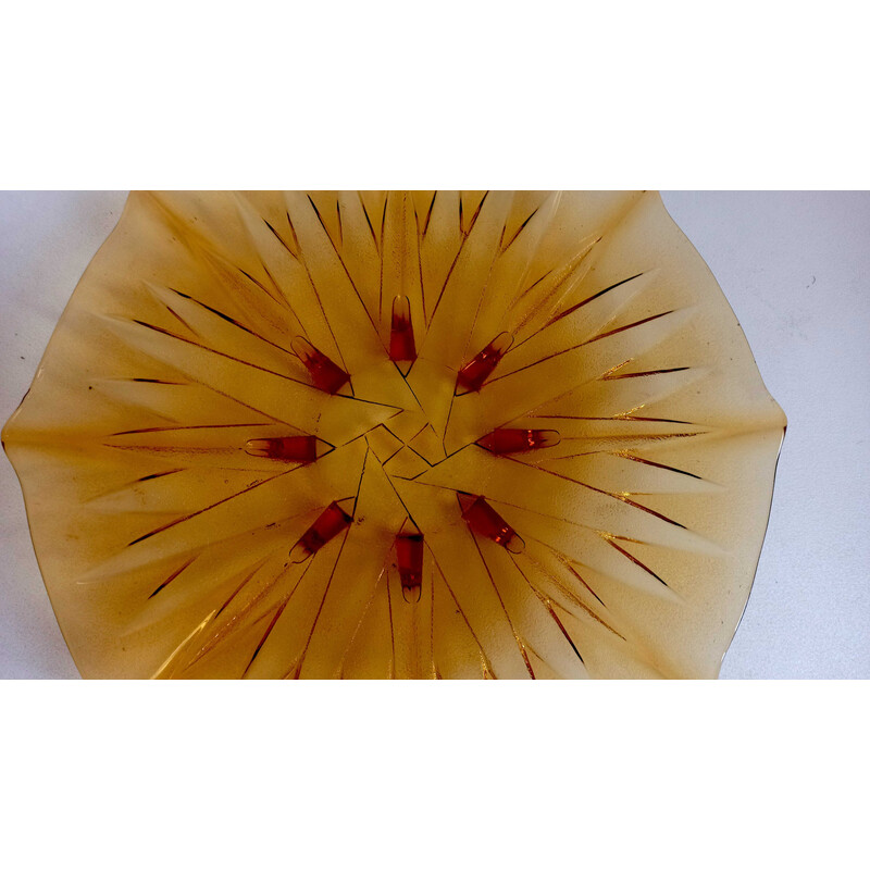 Coupe à fruits vintage Art déco en verre ambré