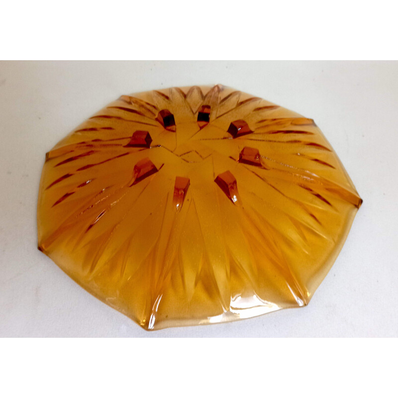 Vintage Art Deco fruit bowl in amber glass