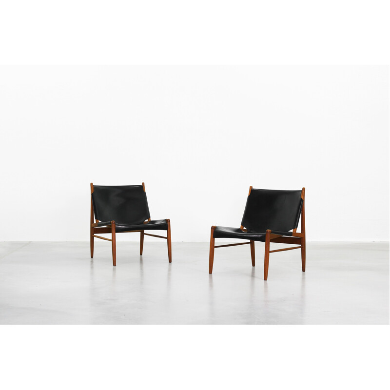 Pair of WK Möbel Oakwood "Hunting" lounge chairs, Franz Xaver Lutz - 1950s