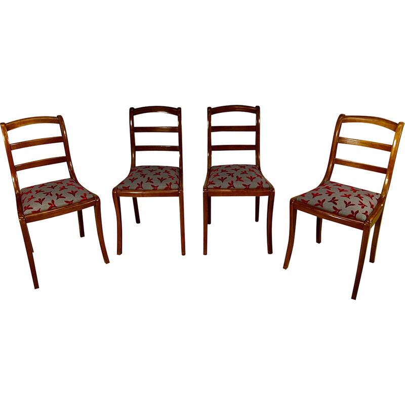 Juego de 4 sillas vintage de madera de cerezo