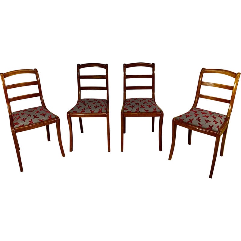 vitaliteit Vergemakkelijken Hij Set van 4 vintage kersenhouten stoelen