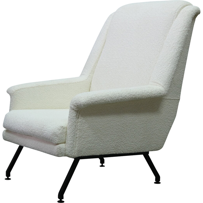 Vintage modernistische fauteuil in metaal en gesp, Italië 1950