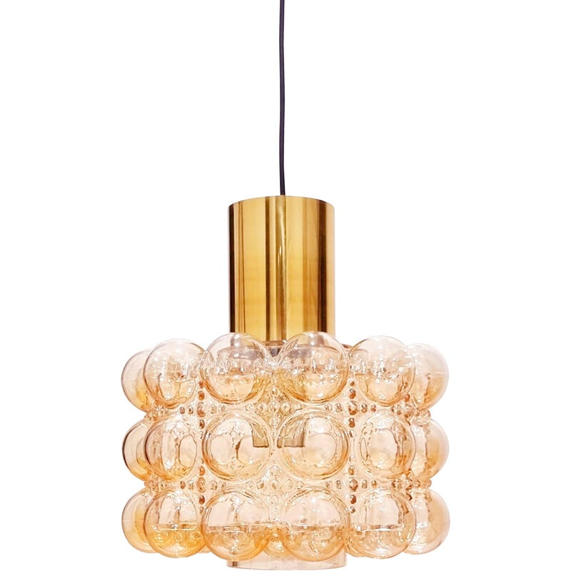 Mid-century amber glass pendant lamp by Helena Tynell for Limburg, Germany 1960s