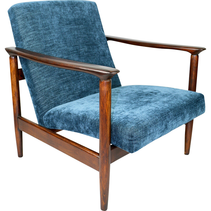 Vintage blauwe Gfm-142 fauteuil van Edmund Homa, 1970