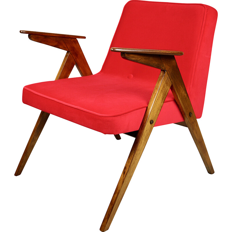 Vintage rode Bunny fauteuil van Józef Chierowski, 1970