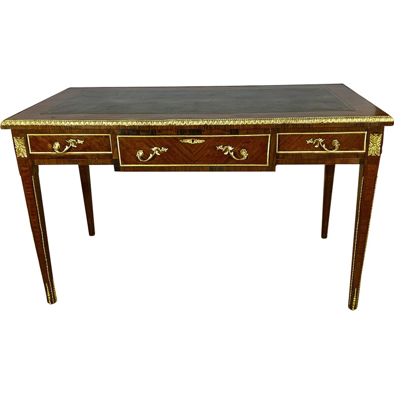 Vintage desk in bronze and precious wood