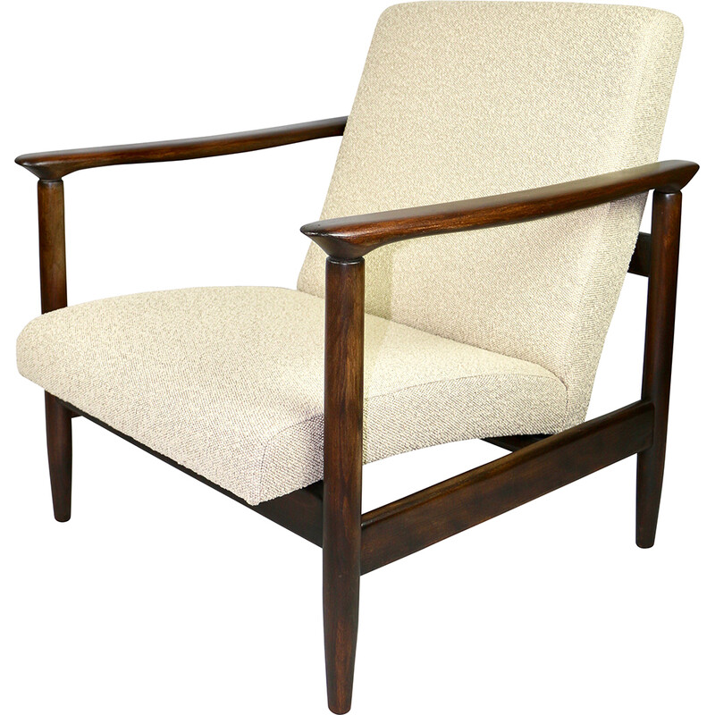 Vintage Gfm-142 armchair in lacquered wood and beige fabric by Edmund Homa, 1970s