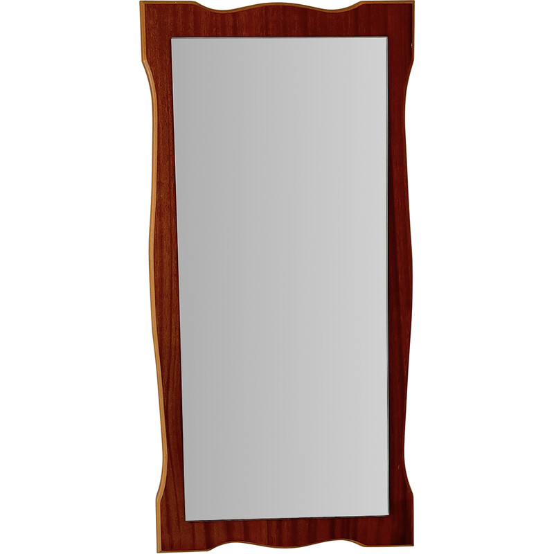 Vintage rectangular mirror in teak frame, 1970s