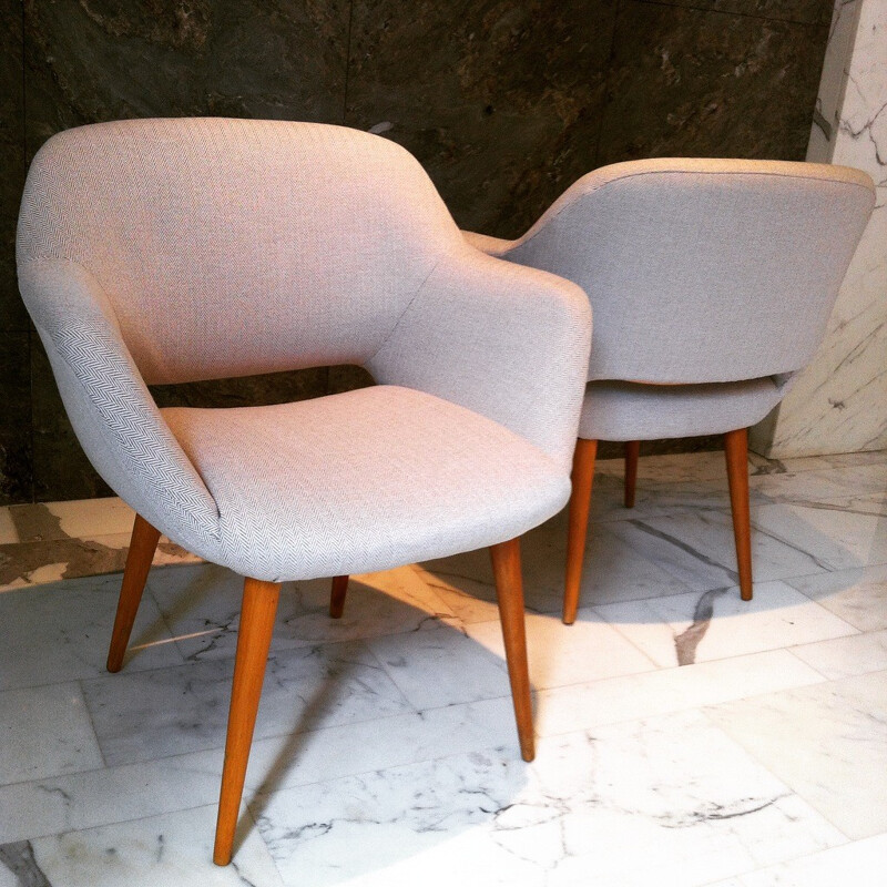 Pair of Sovietic beige armchairs - 1960s 