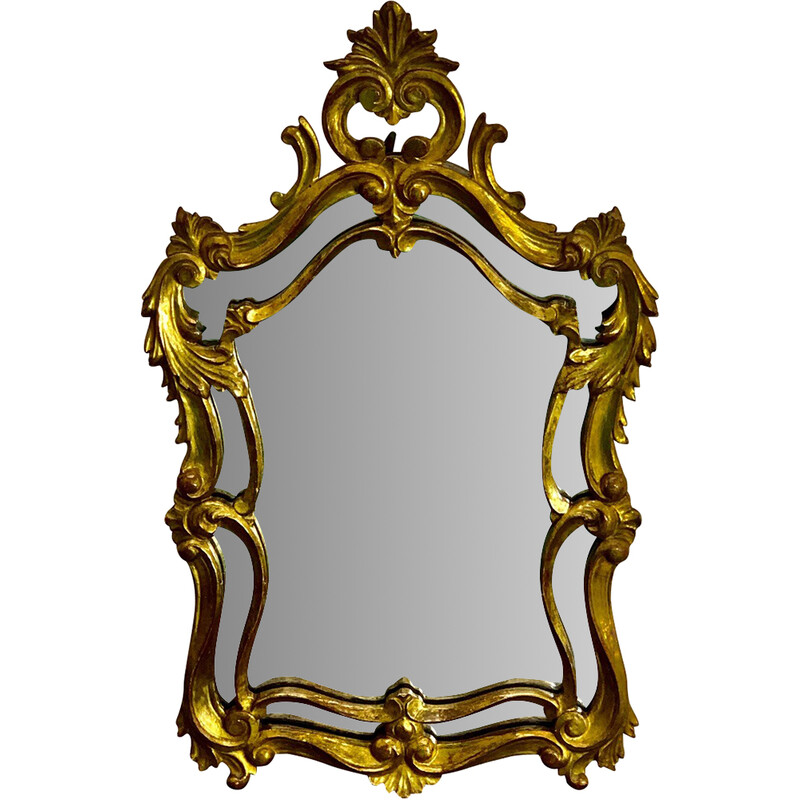Espelho Vintage em madeira esculpida e dourada