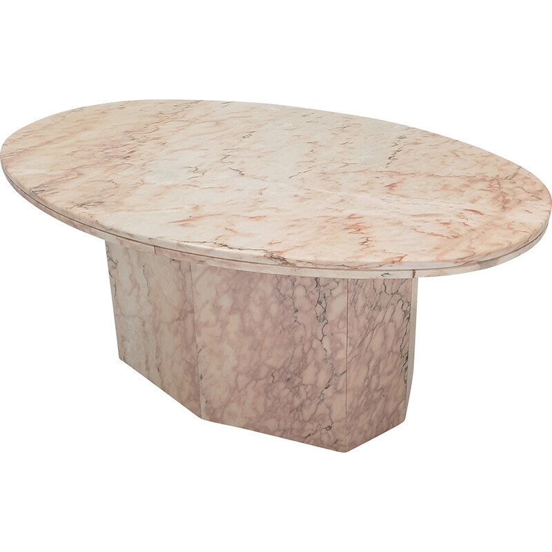 Italian vintage marble oval coffee table, 1970s