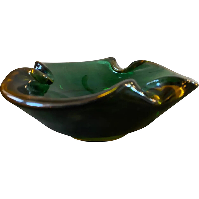 Mid-century green and brown Murano glass bowl by Seguso, 1970s