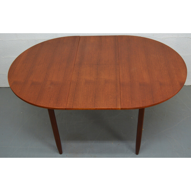 Table ronde vintage extensible en teck - 1960