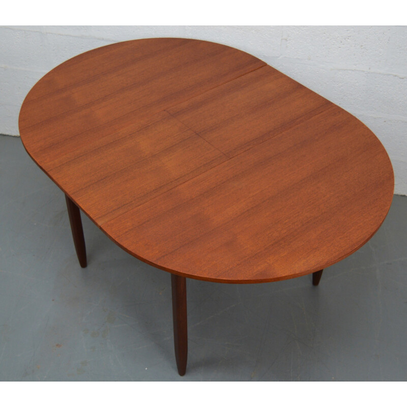 Table ronde vintage extensible en teck - 1960