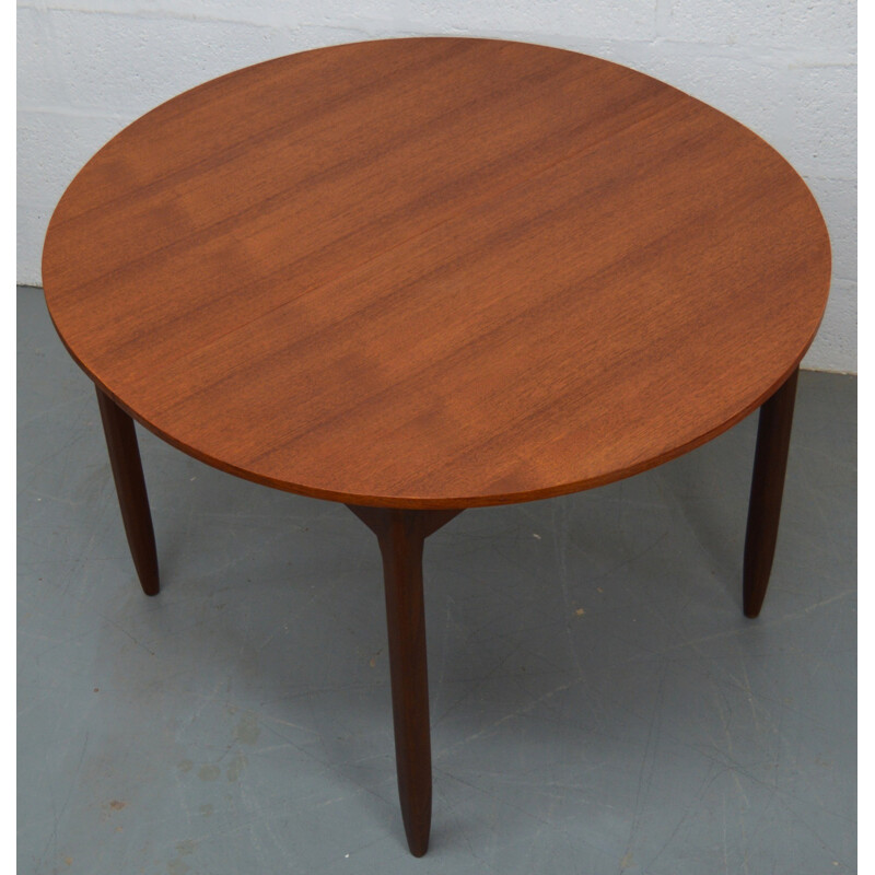 Table ronde vintage extensible en teck - 1960