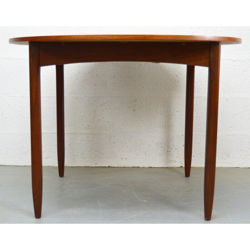 Table ronde vintage extensible en teck - 1960