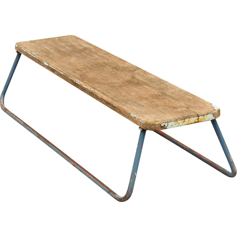 Vintage wood and steel bench, Germany 1960s