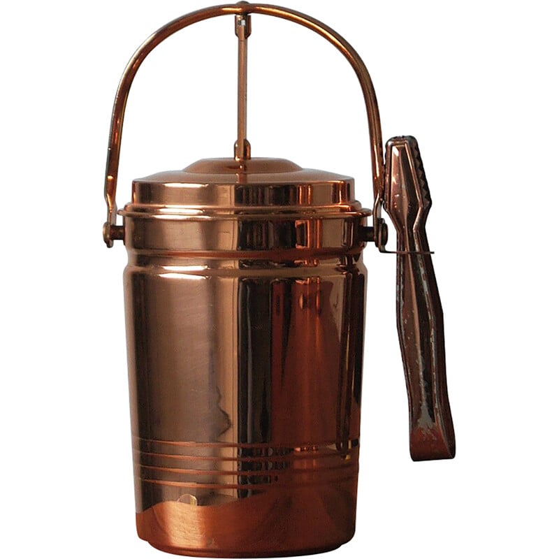 Vintage ice bucket with tongs copper, 1960s