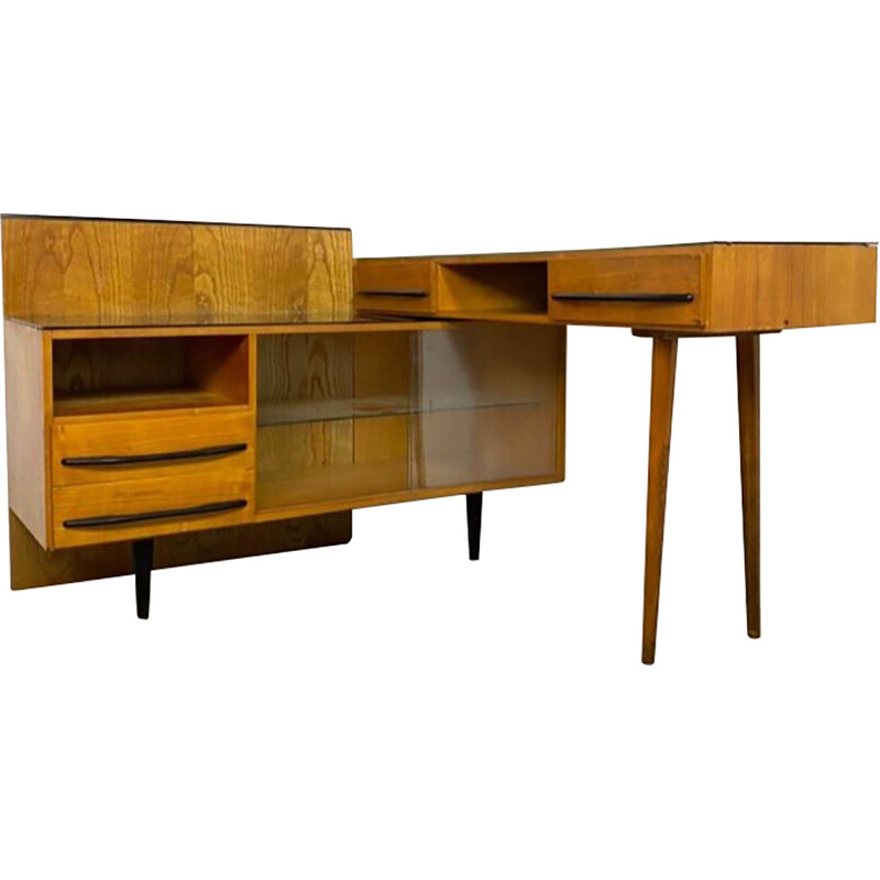 Vintage desk with chest of drawers by Mojmir Pozar for Up Zavody, Czechoslovakia 1960s