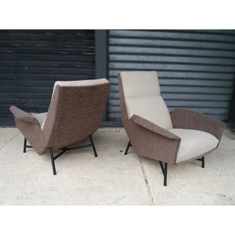 Pair of Claude Delor Mid-century armchairs, Claude Vassal - 1950s