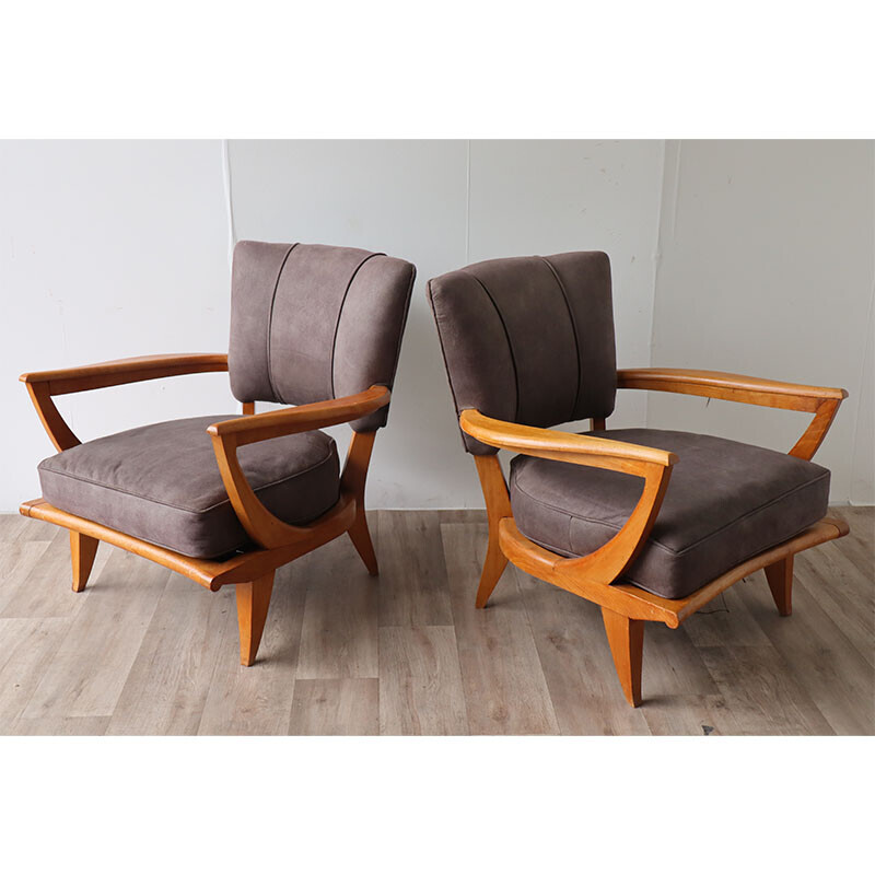 Pair of vintage armchairs by Etienne Henri Martin for Steiner, 1950