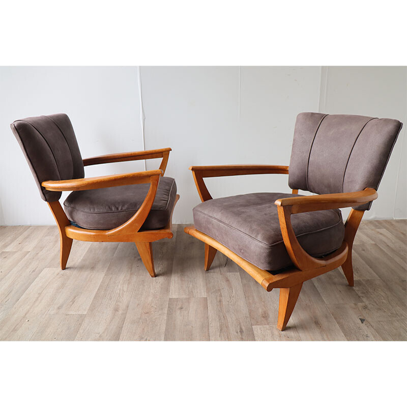 Pair of vintage armchairs by Etienne Henri Martin for Steiner, 1950