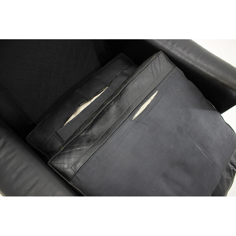 Vintage leather wingback armchair, Denmark 1970s