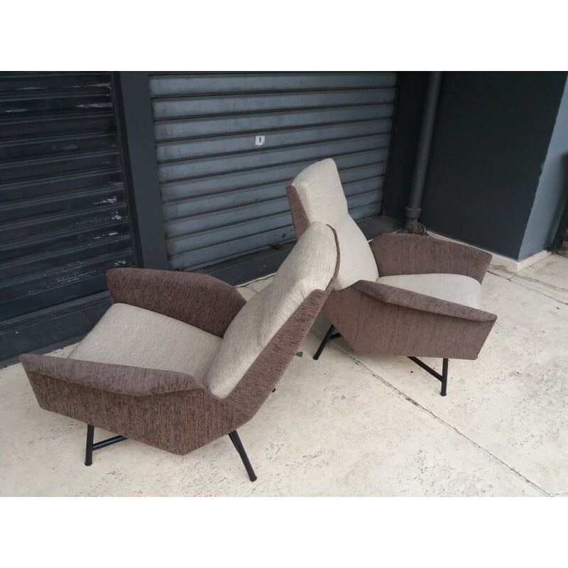 Pair of Claude Delor Mid-century armchairs, Claude Vassal - 1950s