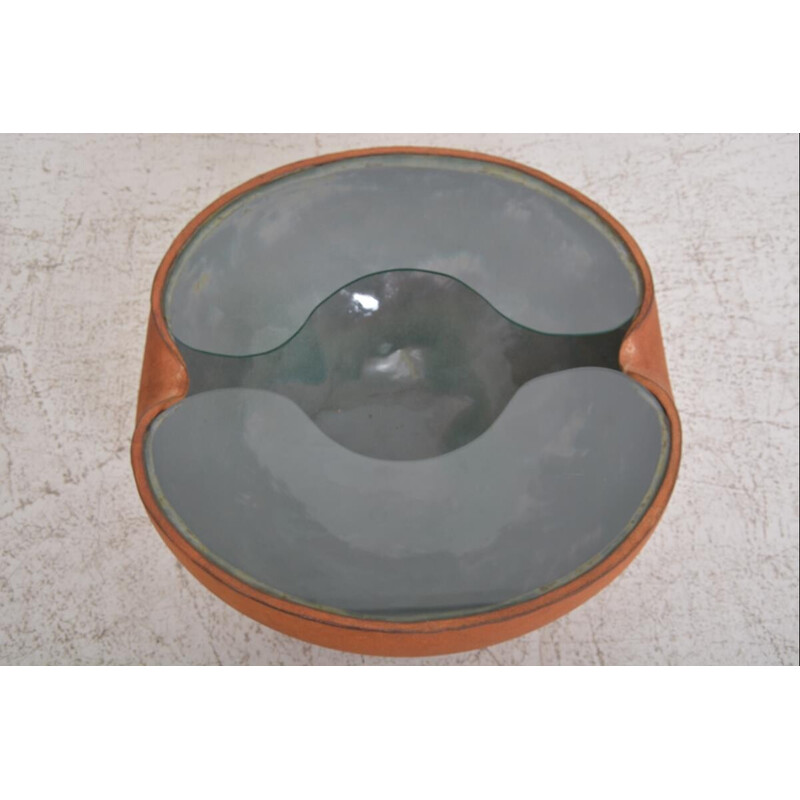 Vintage ceramic and glass coffee table by Pierre and Fabienne Bouillon, 1999