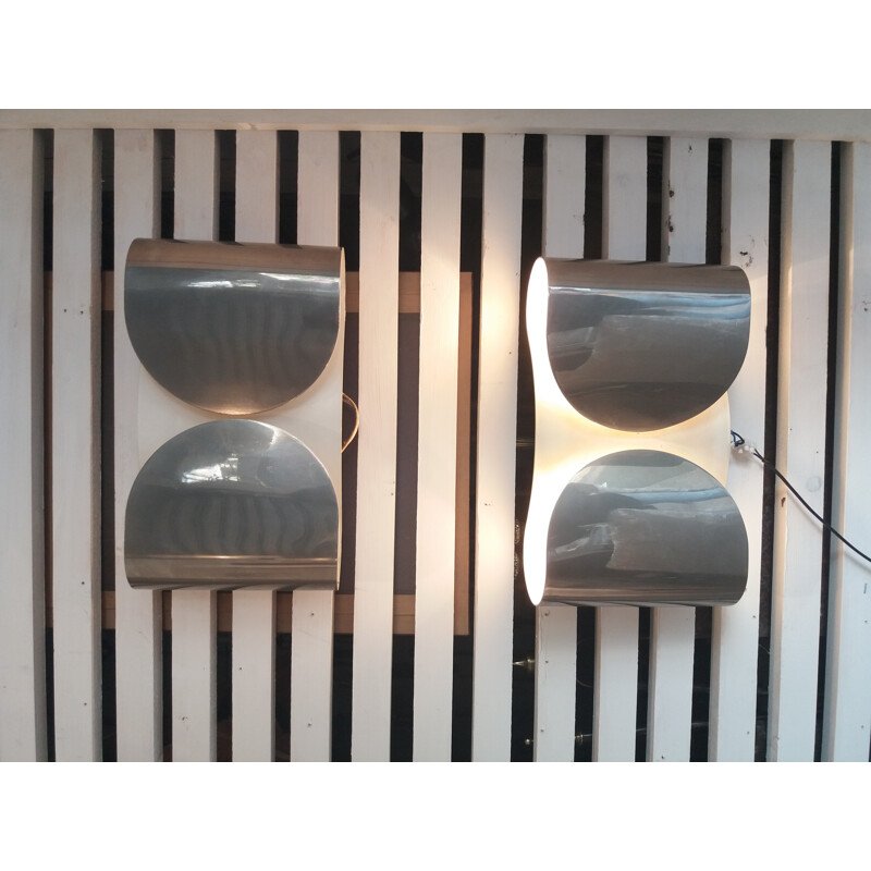 Pair of Foglio wall lamps, Tobia Scarpa - 1960s 