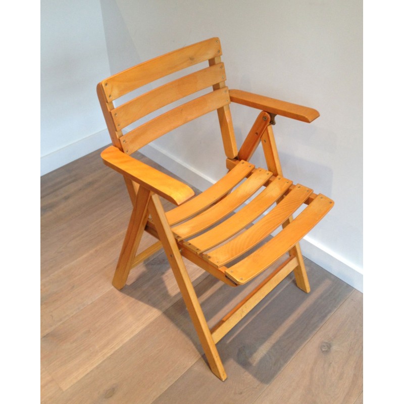 Pair of vintage wooden armchairs for Clairitex, 1970s