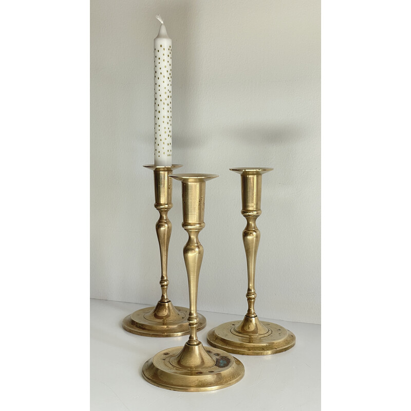 Satz von 3 Vintage-Kerzenhaltern aus Messing