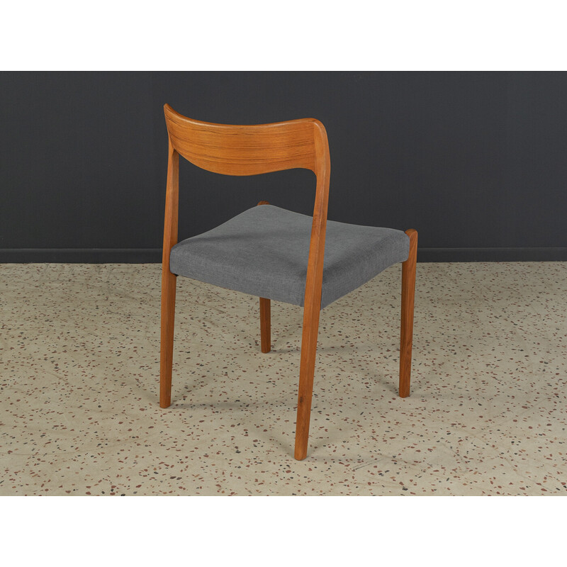 Pareja de sillas escandinavas vintage de teca y tela, Dinamarca años 50