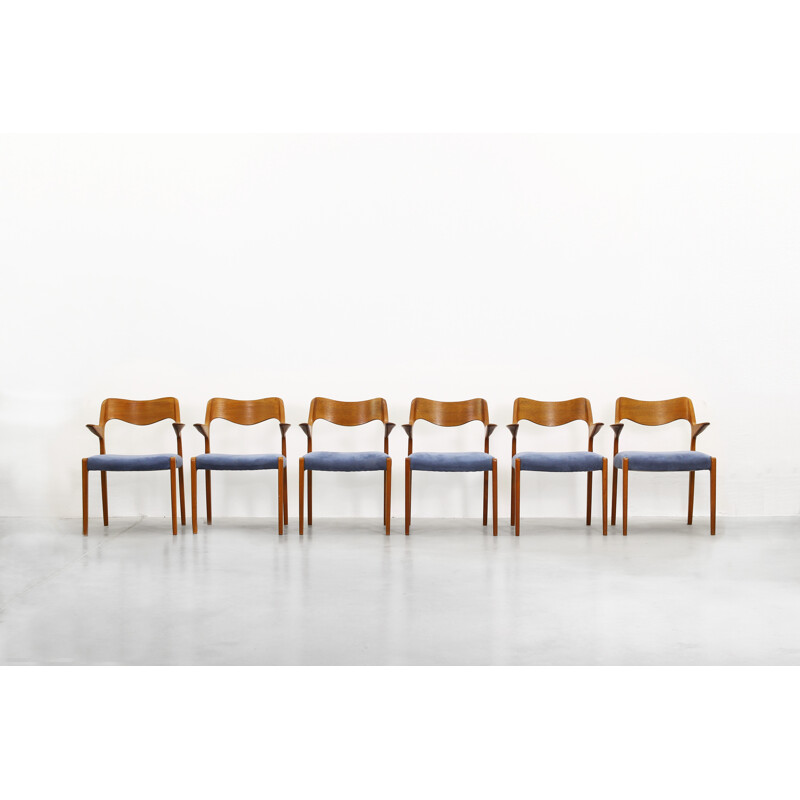 Set of six Danish teak dining chairs "55" by Niels Møller - 1960s 