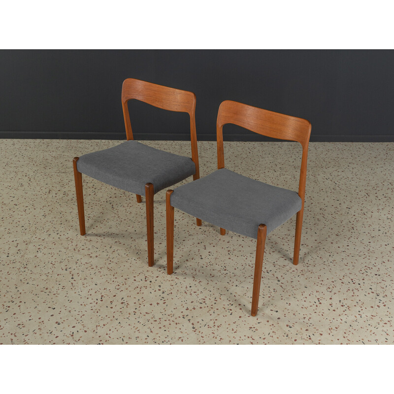 Pair of vintage Scandinavian teak and fabric chairs, Denmark 1950s