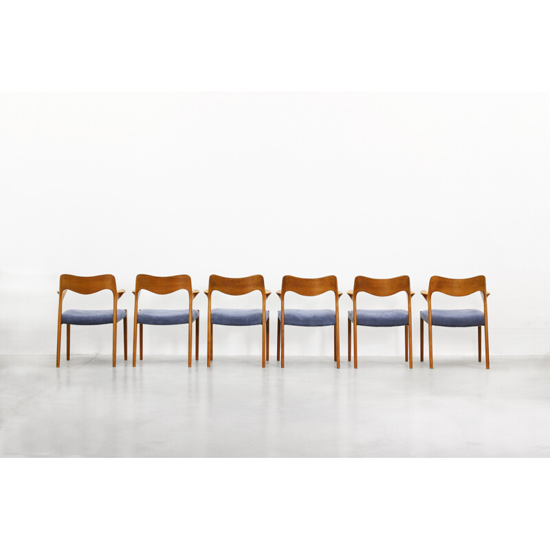 Set of six Danish teak dining chairs "55" by Niels Møller - 1960s 