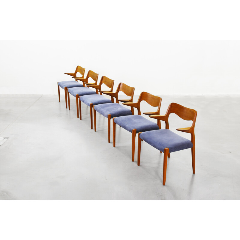 Suite de 6 chaises "55" danoises en teak, Niels Møller - 1960