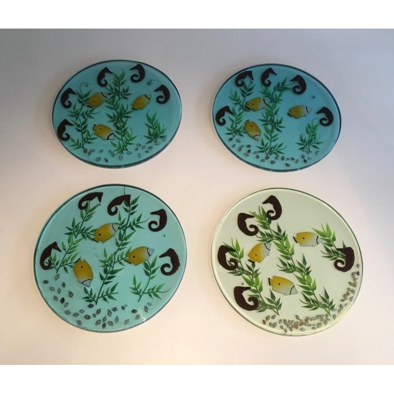 Set of 4 vintage resin trays, French 1970s