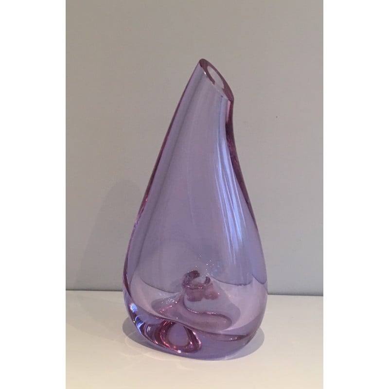 Vintage piriform glass vase, France 1970s