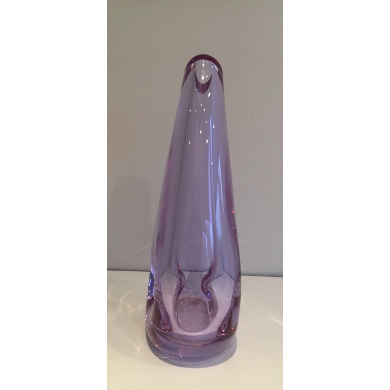 Vintage piriform glass vase, France 1970s