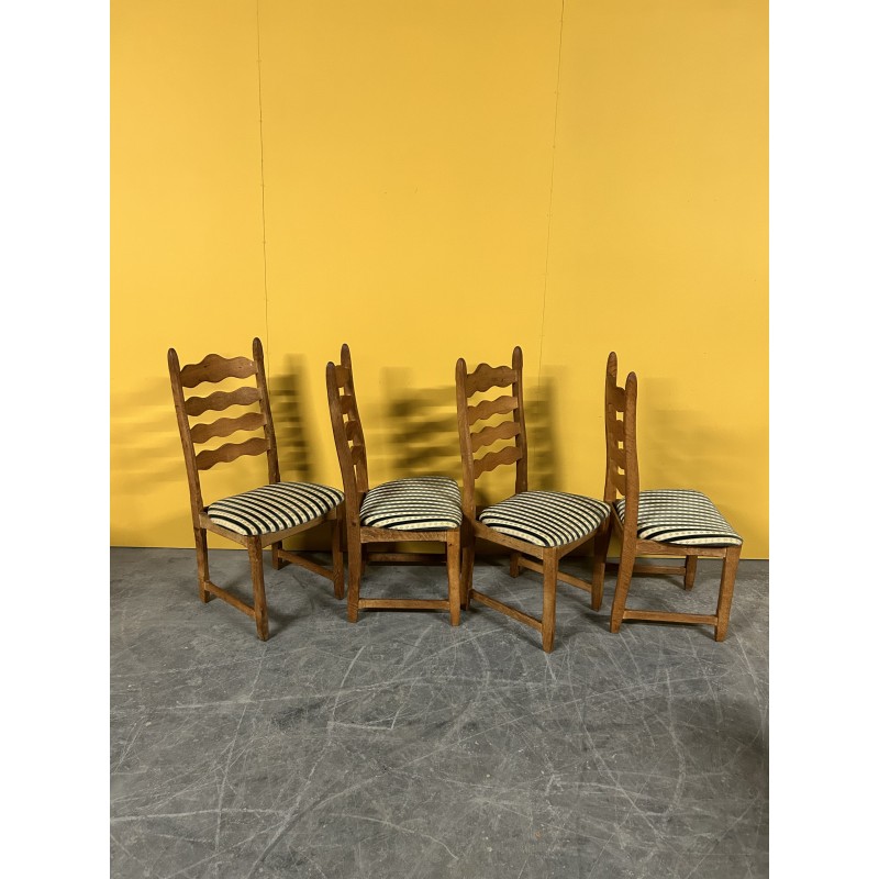 Set of 4 vintage oakwood dining chairs by Henning Kjaernulf, 1960s