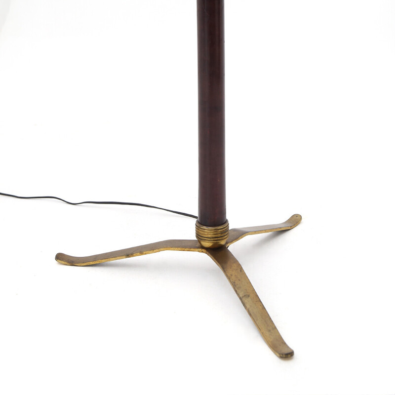 Vintage floor lamp with brass base and parchment lampshade, Italy 1940s