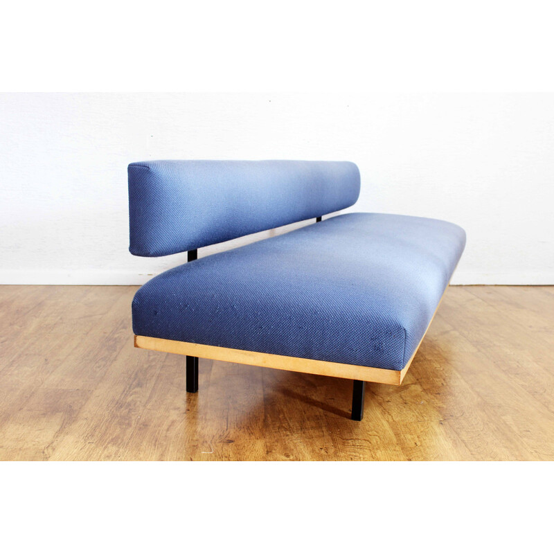 Divano letto scandinavo vintage in tessuto blu, 1970